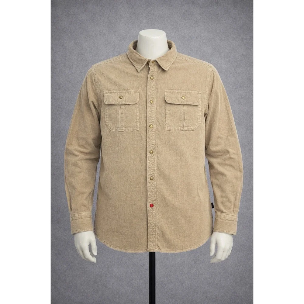 The North Face Corduroy Snap Button Shirt Men's XL Beige Tan Utility Outdoor